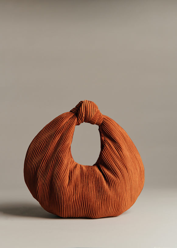 Cabas round satin plissé