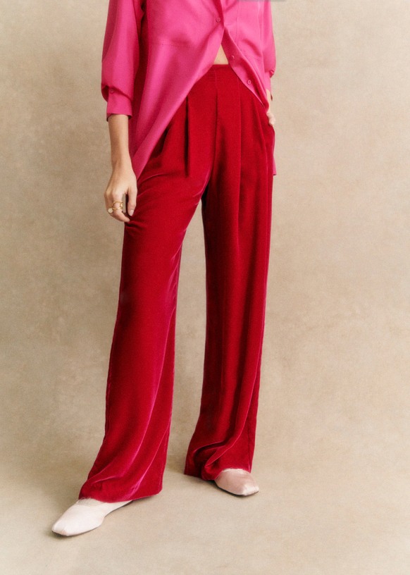 Malone Trousers - Fuchsia - Viscose - Sézane
