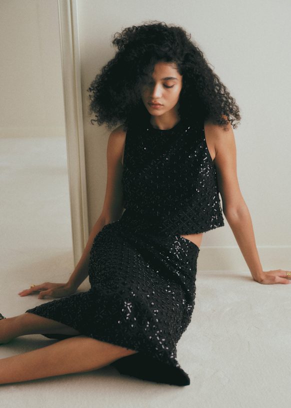 Doria Top - Black Sequins - Recycled polyester - Sézane