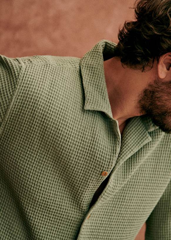 Holt Waffle Shirt - Blue - Organic cotton - organic textile - Sézane