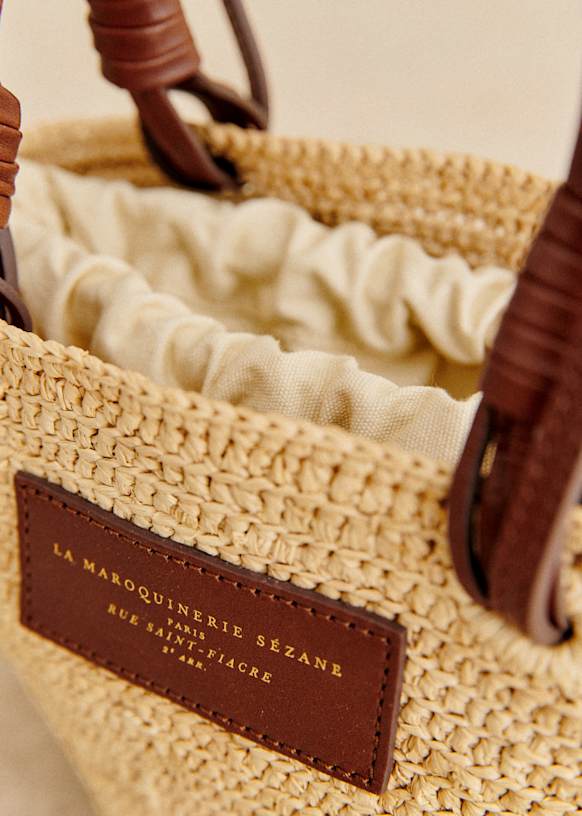 Justine Mini Basket - Black Raffia - Raffia - Sézane