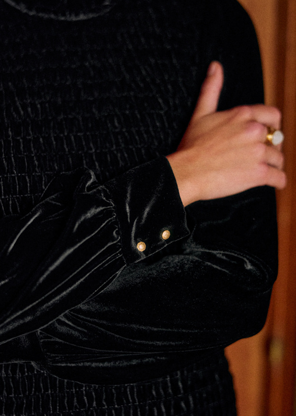 Violeta Dress - Sézane x MDLO - Black Velvet - Viscose - Sézane Violeta Dress - Sézane x MDLO - Black Velvet - Viscose - Sézane