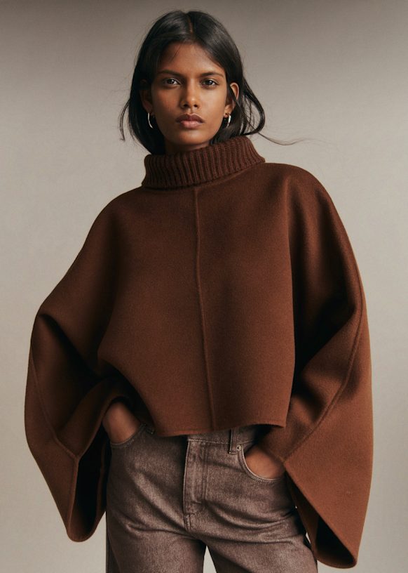 極美品✨22AW シビラ ダブルフェイス ケープデザインウール調コート ブラウン Zeylie コート - チョコレート - ウール - Sézane