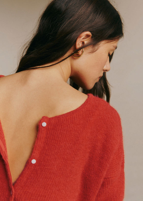 Gaspardカーディガン - 赤茶色 - スーパーキッドモヘア - Sézane