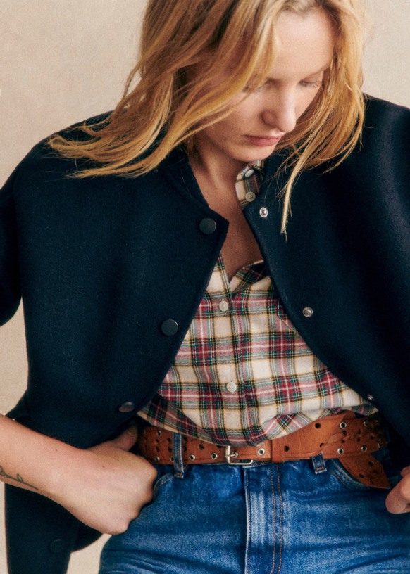 Will Jacket - Multicoloured houndstooth - Wool - Sézane