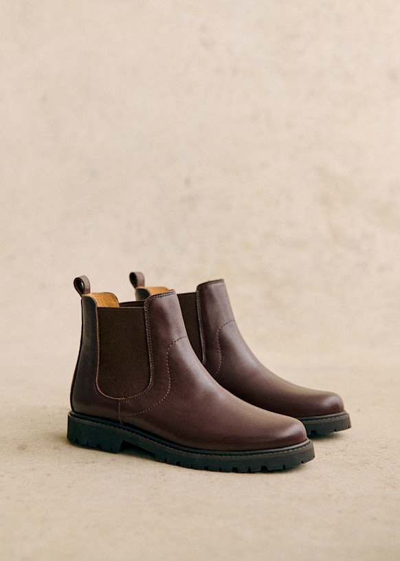 Charlie ミッドカットブーツ - ネイビー - スプリットカウハイドレザー - Sézane
