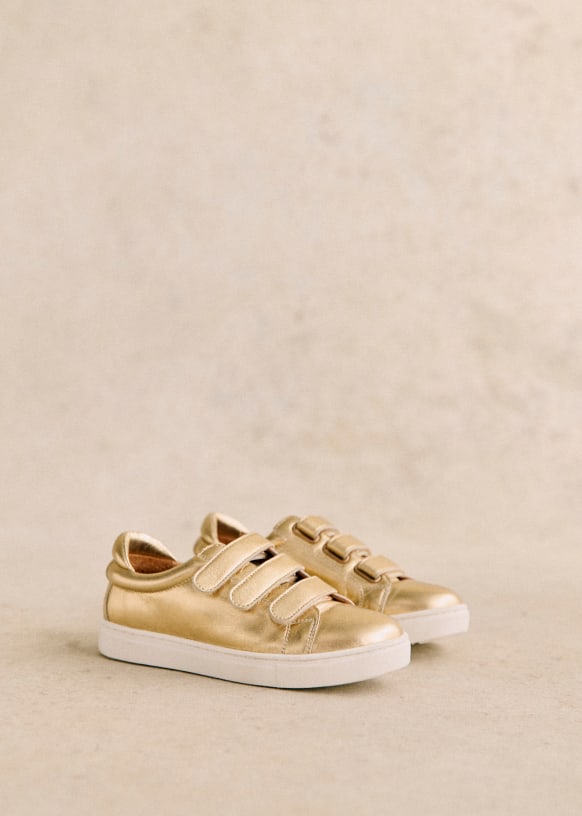Gold velcro sneakers sales