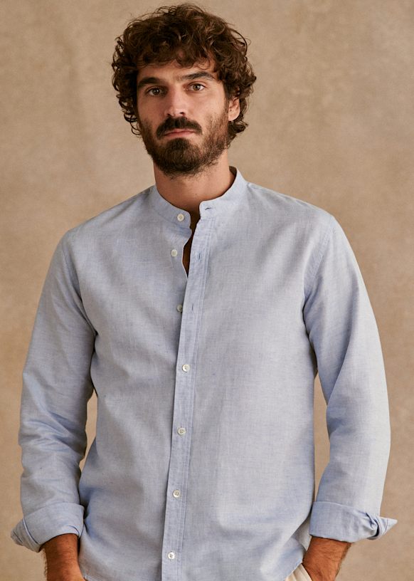 Chemise Benny Coton Lin Bleu Ciel