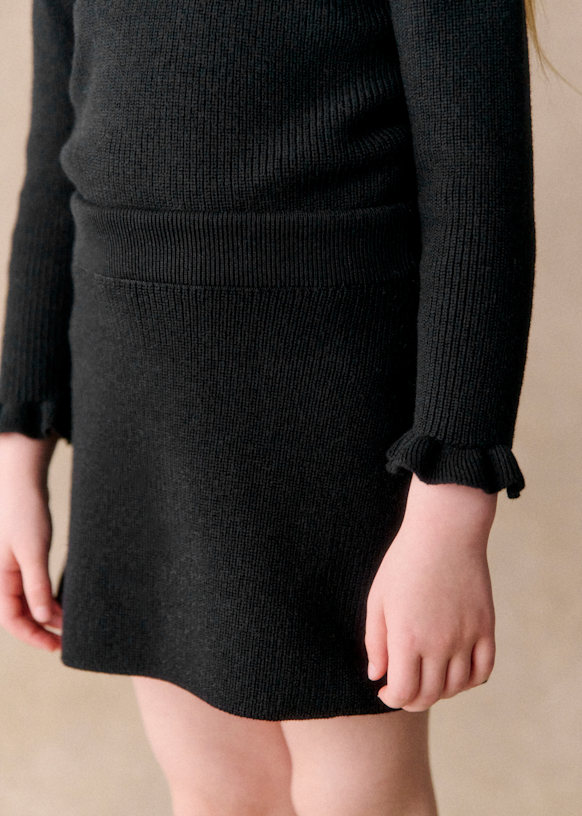 Naella Skirt Black Merino Wool Octobre Éditions