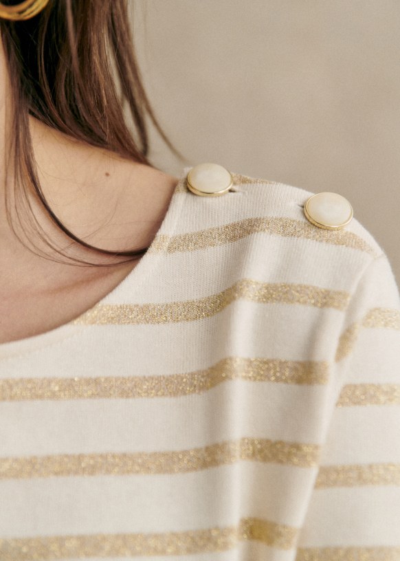 Mariniere Colette Ecru Marine Coton biologique textile a base de fibres biologiques Sezane