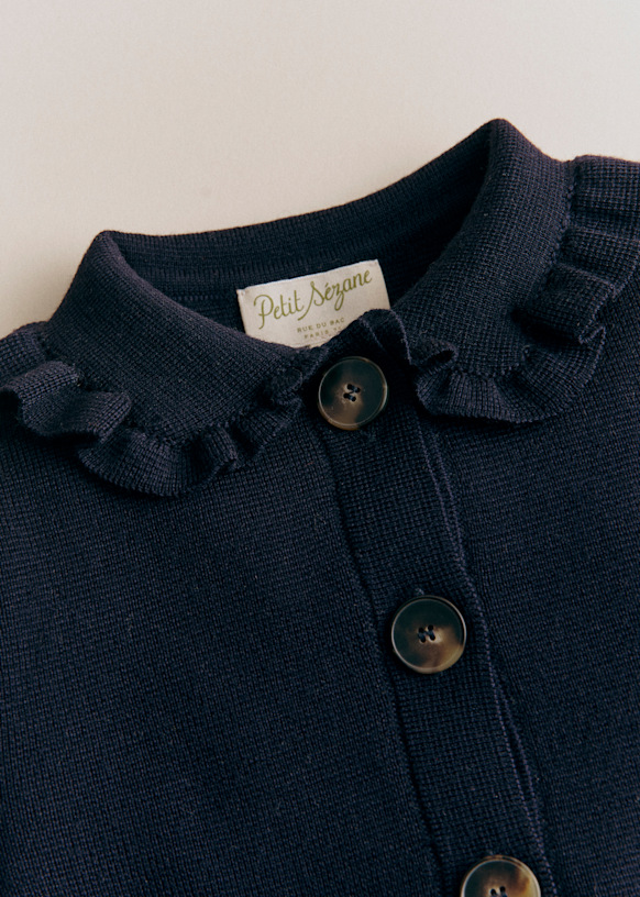 Betty Fantasy Cardigan - Navy - Merino Wool - Sézane
