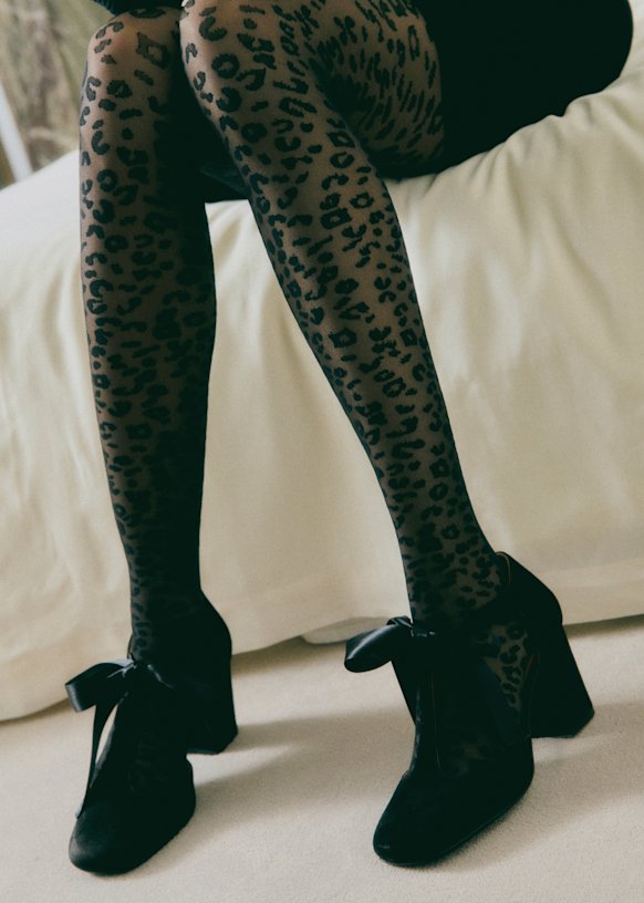 レオパード柄タイツ - 黒 - ポリアミド - Sézane