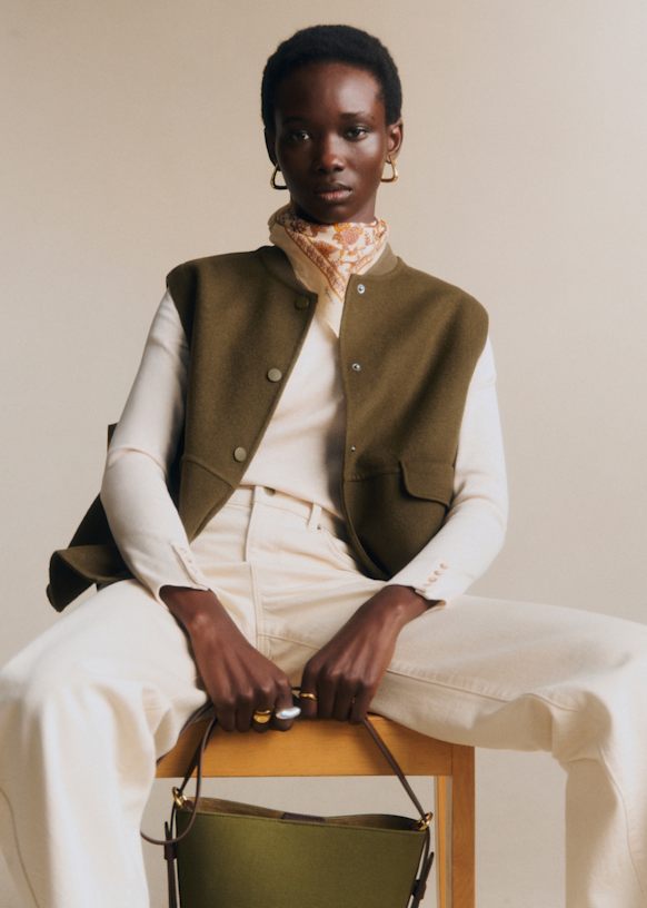 Suzon ジャケット - ダークカーキ - ウール - Sézane