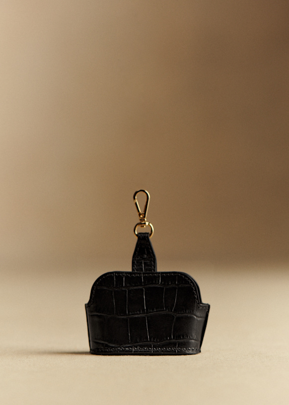 Victor AirPods rings - Black Crocodile Print - Bovine leather - Sézane