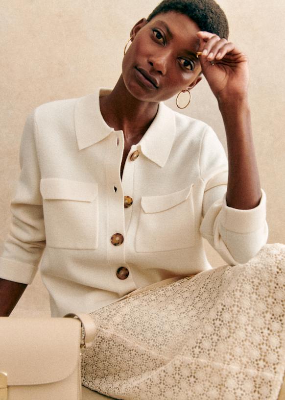 Betty Cardigan - Ecru - Merino Wool - Sézane