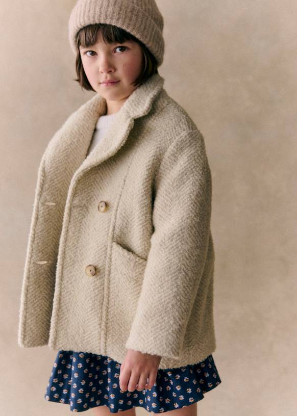 Manteau Zo?� - Chevrons Cr?�me - Laine recycl?�e certifi?�e GRS - S?�zane