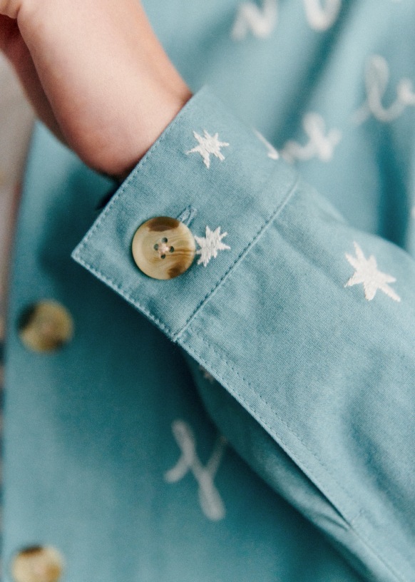 Max Shirt - Embroidered blue hearts - Organic Cotton - Sézane