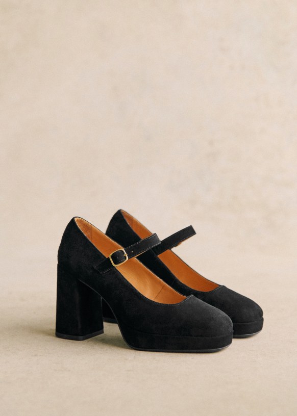 Georgia High Mary Janes Sezane Black Velvet 35 Woman