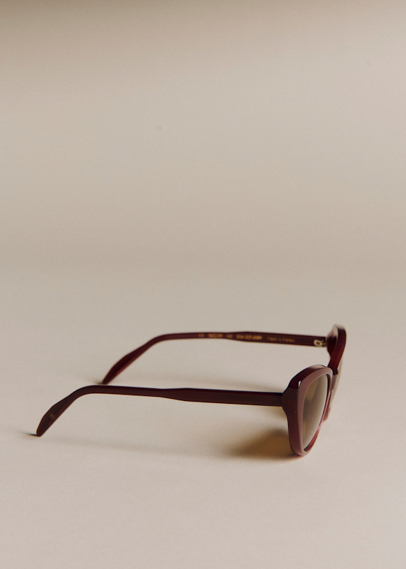 Sezane Women\'s Cat-Eye Sunglasses - Peach Frame with Brown Lenses Penelope Sunglasses - Plum - Acetate - Sézane main image 4