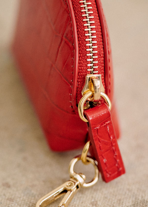Sacha Coin Purse - Denim Croco - Bovine leather - Sézane