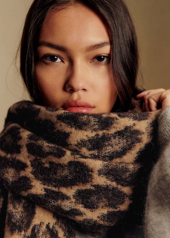 Santorin Scarf - Léopard Camel - Virgin wool - Sézane