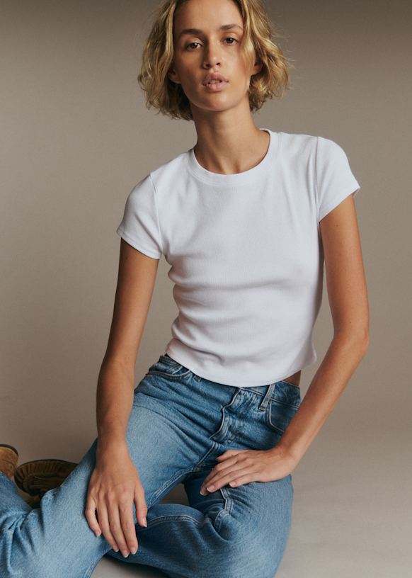 Camil T-Shirt - Cream Pointelle - Cotton - Sézane