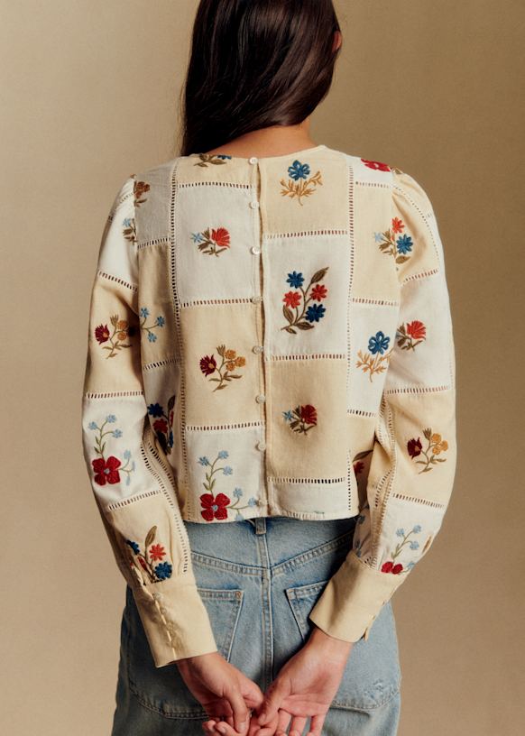 Flaminette Shirt - Sézane x Baziszt - Ecru with Botanical