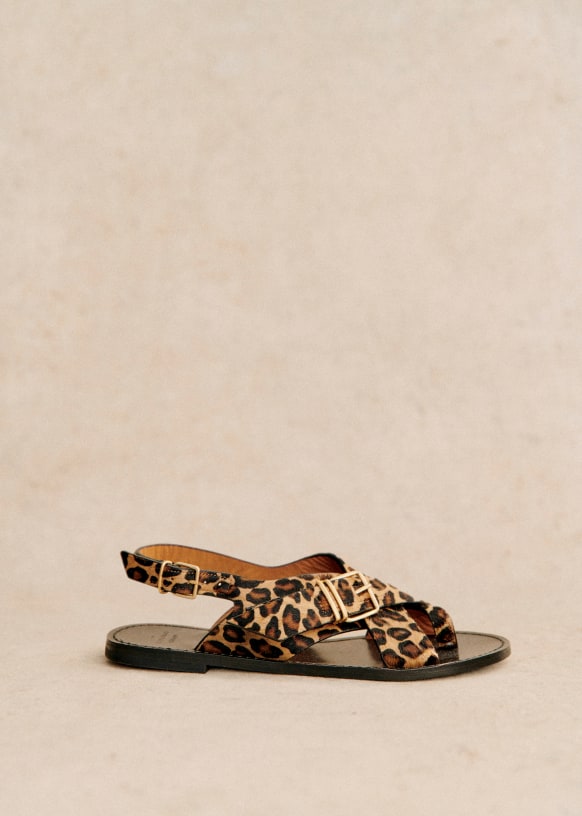 Judith Low Sandals - Khaki python print - Python-embossed cowhide ...