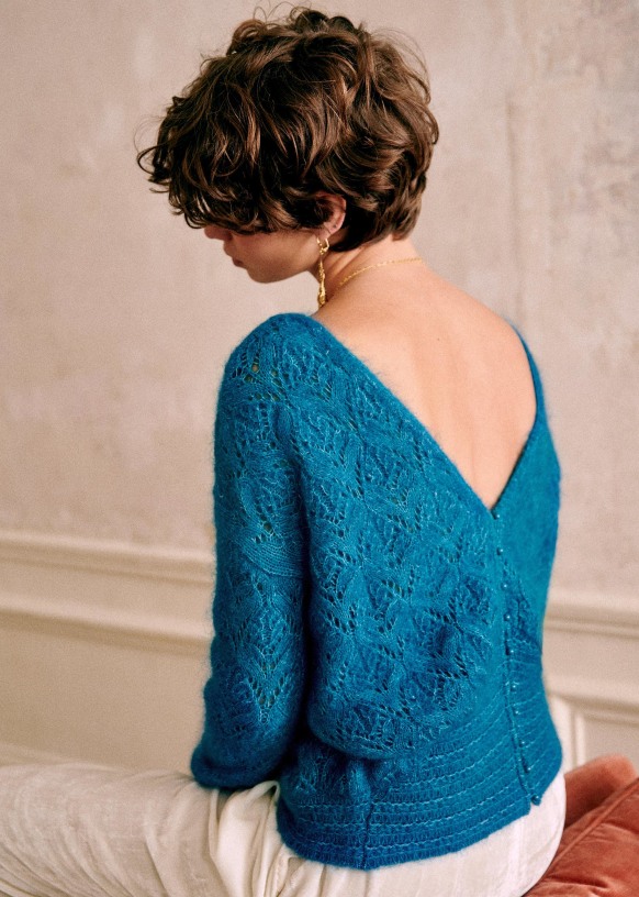 Pull En Maille Velours Doux Bleu œuf De Canard - Taille S, Occasion Très Bon état Bik Bok