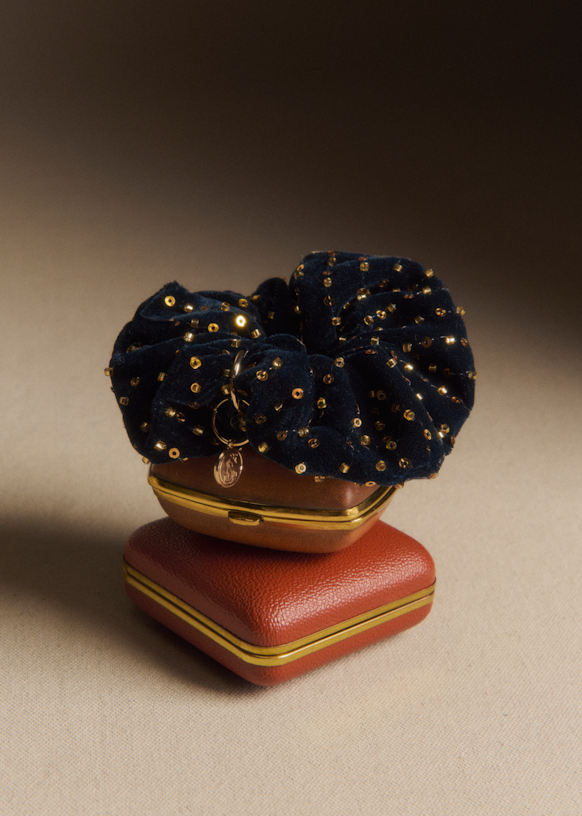 スパンコールシュシュ - ミッドナイトブルー - リサイクルポリエステル