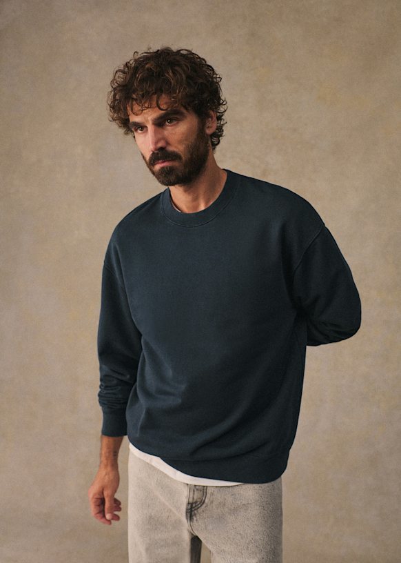 Sézane スウェット ネイビー Boxy Sweatshirt - Faded navy - Cotton - Sézane
