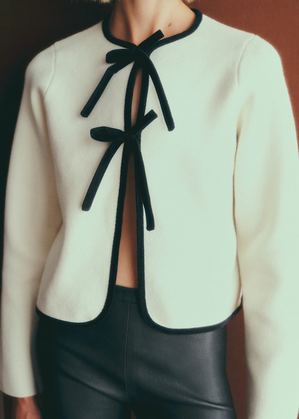 Susie Cardigan - Ecru with Black Details - Sézane