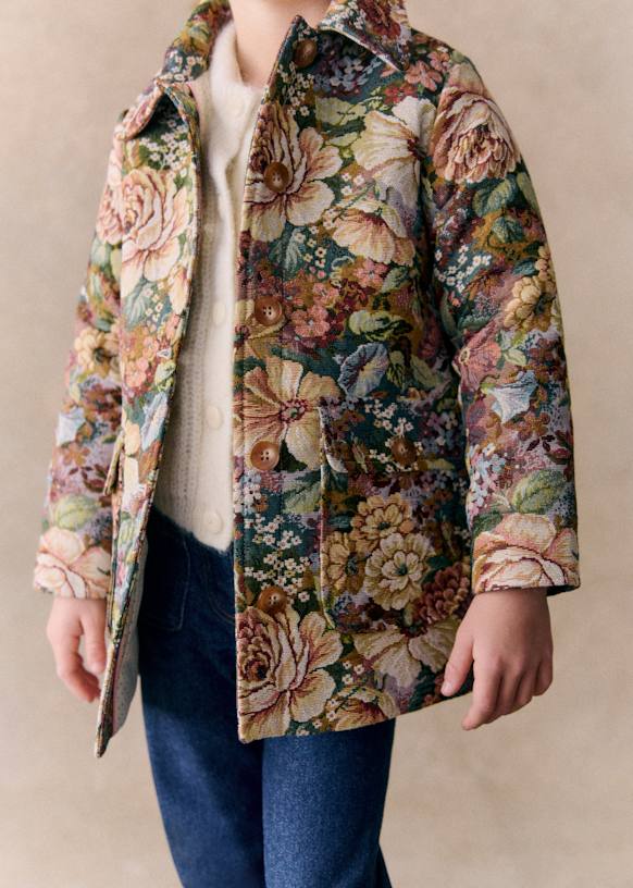 Chiara Coat - Jacquard flowers - Polyester - Sézane