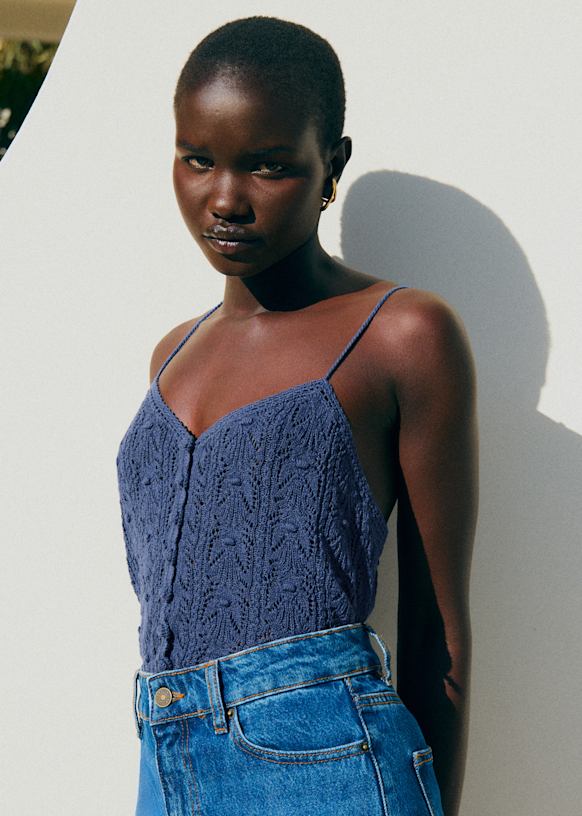 Top Francisco - Bleu Délavé - Coton biologique - textile à base de fibres biologiques - Sézane