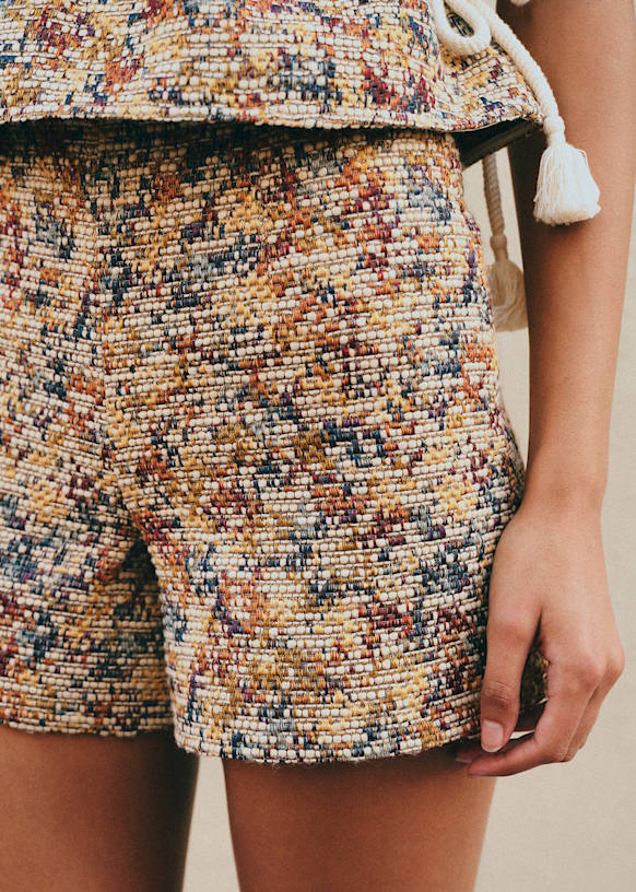 Nick Shorts - Jacquard Abstract Ecru Multicolor - GRS certified
