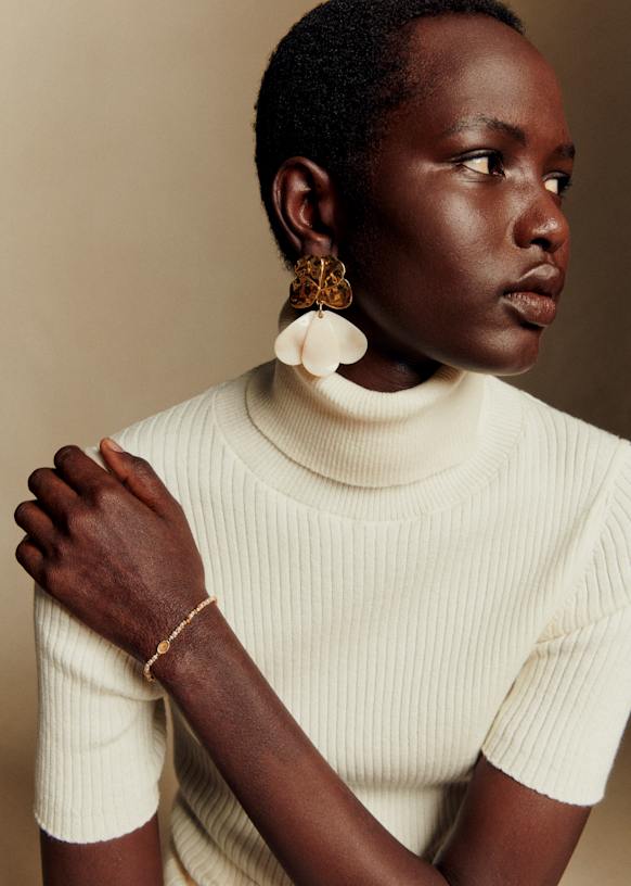 Georgia ピアス - シェルブラウン - 樹脂 - Sézane