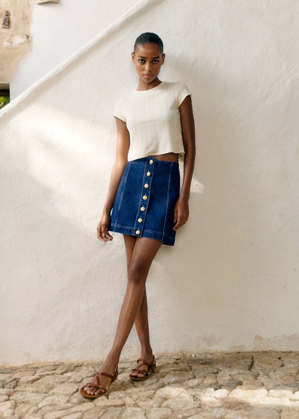 Savina Skirt - Dark Blue - Organic cotton - organic textile - Sézane