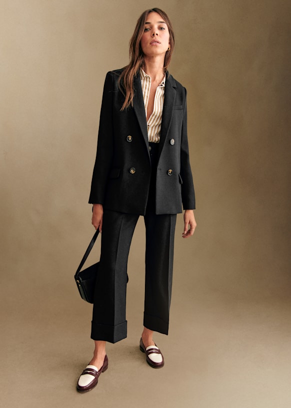 Christie Jacket - Black and white houndstooth - Wool - Sézane