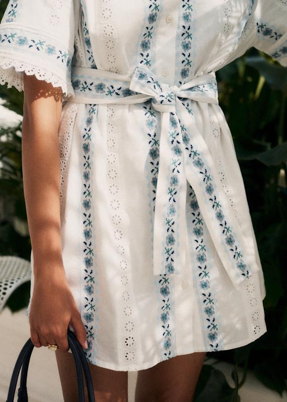 Analita Dress - Sézane x Andion - White with Blue Floral