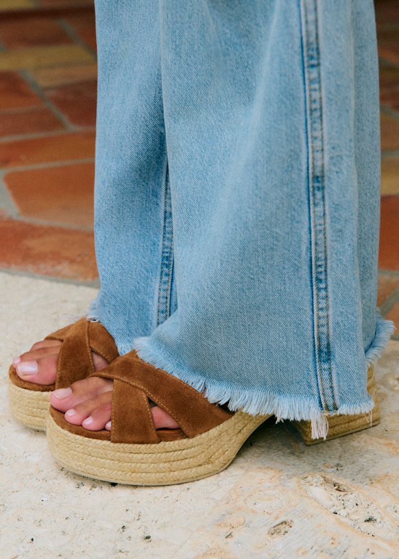 Manon Espadrilles - Black - Split cowhide leather - Sézane
