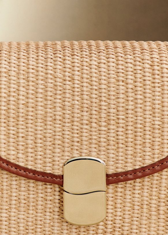 Claude フラップバッグ - テキスタイル サンド - ラフィア - Sézane