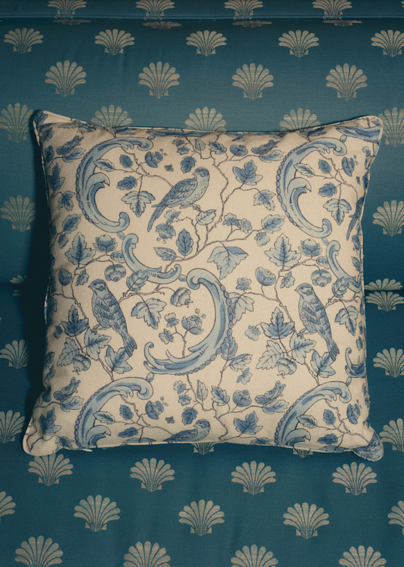 クッション - Sézane x Antoinette poisson - ブルーバード プリント