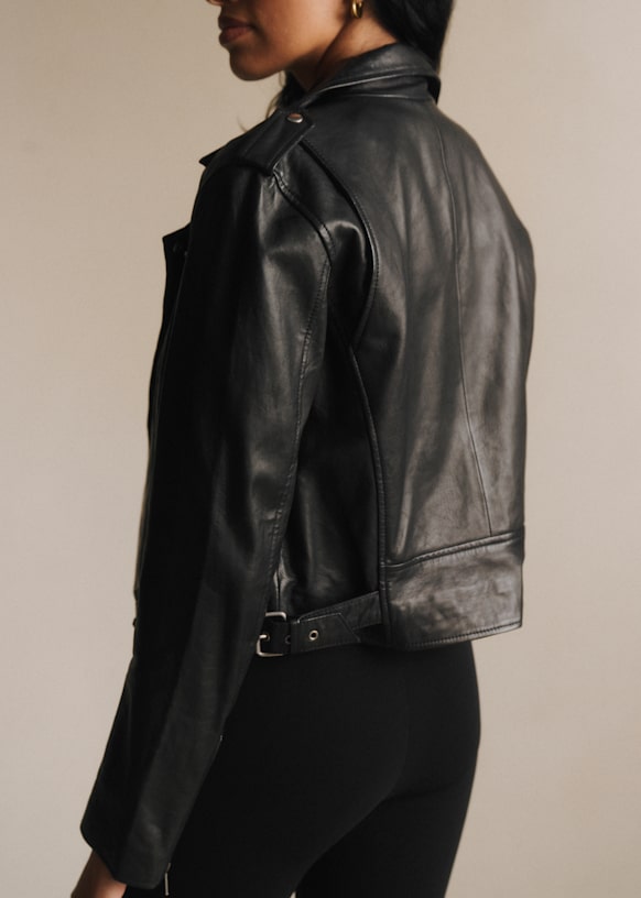 Zig Jacket - Black Leather - Lamb leather - Sézane