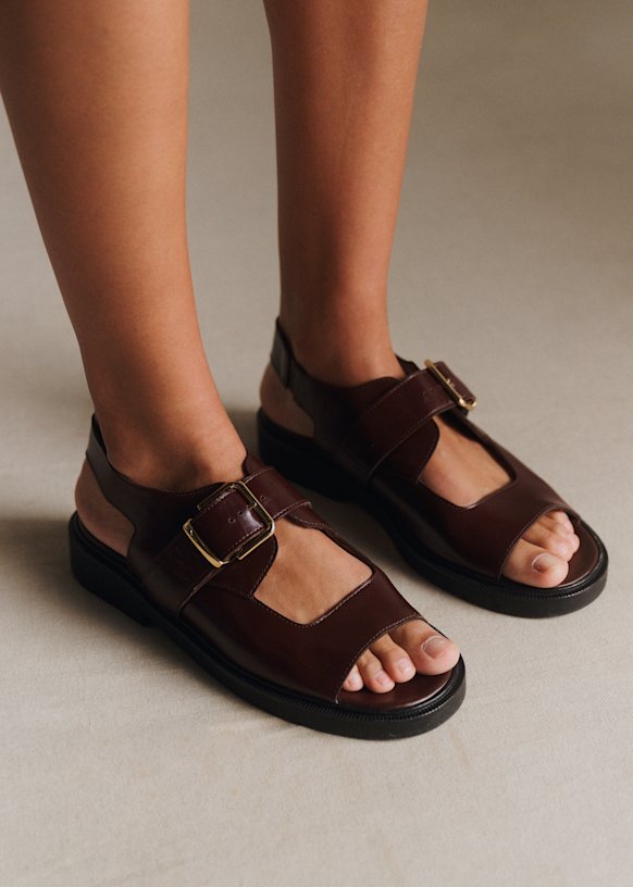 Low Hector Sandals - Glossy Black - Bovine leather - Sézane