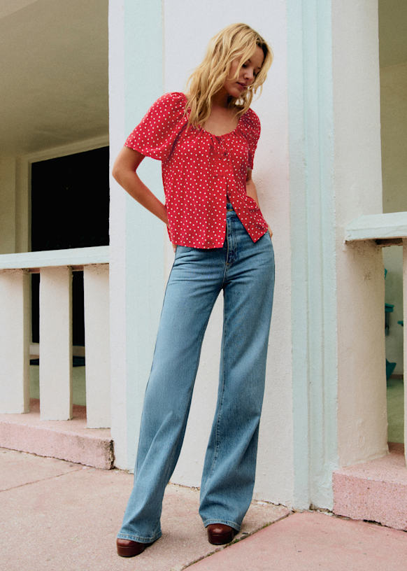 Vikaly Blouse - Azalea Print - Organic flax - Sézane
