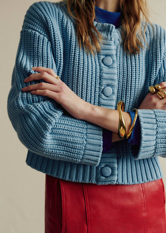 【新品・定番】Sezane セザンヌ ニットカーディガン　紺　S　メリノウール 1083000866639439_01_6506w.jpeg