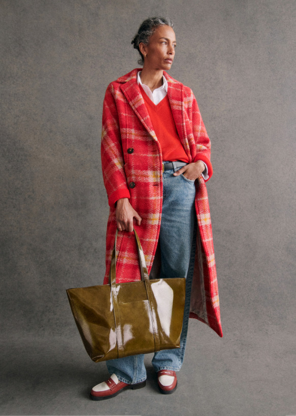 Viktor Coat Red check Wool Sezane
