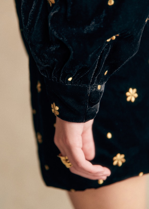 Galeo Blouse - Flower and polka dot embroidery - Polyester
