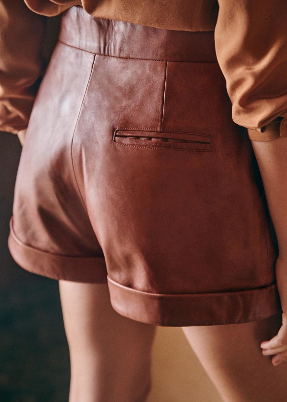 brown leather shorts