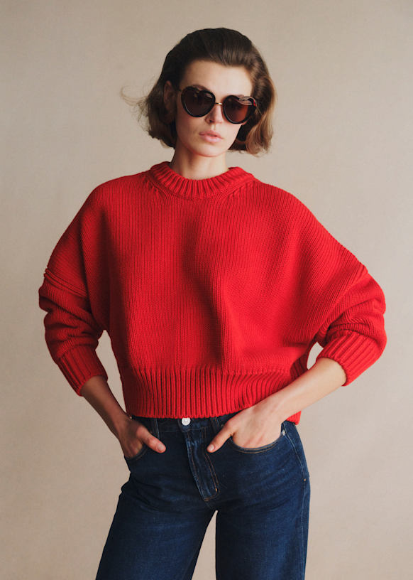 Virgil セーター - レッド - オーガニックコットン - オーガニック織物